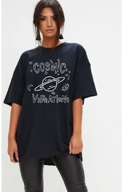 REVEXO Typography Cotton Blend Multicolor,White Color T-Shirt For Women