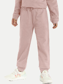 Girls Baby Pink Solid Jogger