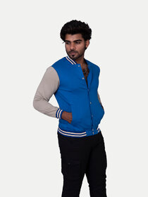 Mens  Mid Blue Ribbed Golf Jacket