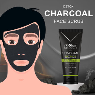 Globus Naturals Detox Charcoal Face Scrub For Detoxifies  Purifies 100 gm