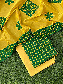 Applique Cotton Dress Material Suit Set