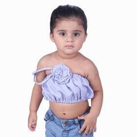 Kid Kupboard Cotton Baby Girls Top, Blue, Sleeveless, 2-3 Years KIDS6378