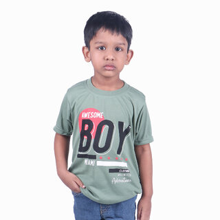 Kid Kupboard Cotton Baby Boys T-Shirt, Grey, Half-Sleeves, 4-5 Years KIDS6367