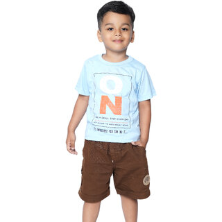 Kid Kupboard Cotton Boys T-Shirt, Light Blue, Half-Sleeves, 5-6 Years KIDS6371