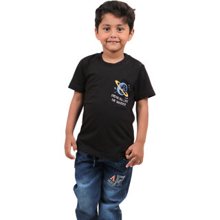 Kid Kupboard Cotton Boys T-Shirt, Black, Half-Sleeves, 6-7 Years KIDS6373