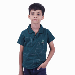 Kid Kupboard Cotton Boys T-Shirt, Green, Half-Sleeves, 6-7 Years KIDS6377
