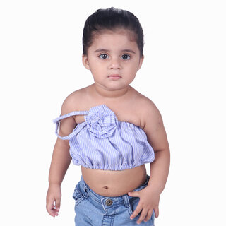 Kid Kupboard Cotton Baby Girls Top, Blue, Sleeveless, 2-3 Years KIDS6378