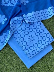 Applique Cotton Dress Material Suit Set