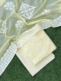 Applique Cotton Dress Material Suit Set