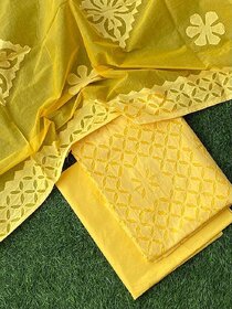 Applique Cotton Dress Material Suit Set