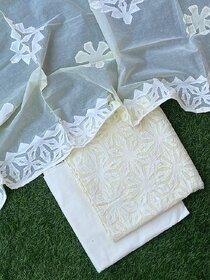 Applique Cotton Dress Material Suit Set