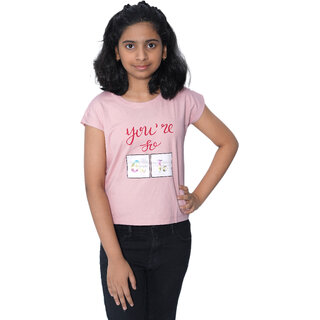 Kid Kupboard Cotton Girls T-Shirt, Pink, Half-Sleeves, 8-9 Years KIDS6381