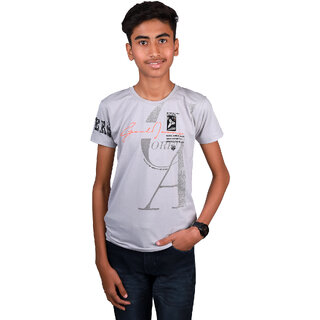 Kid Kupboard Cotton Boys T-Shirt, Off White, Half-Sleeves, 10-11 Years KIDS6393