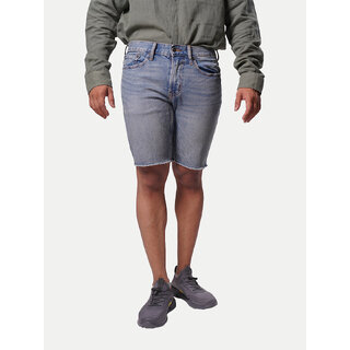 Men Faded blue Distressed Denim Shorts