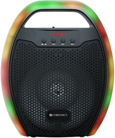 ZEBRONICS Sound Feast 60 Portable Wireless Speaker with 10W Output, Bluetooth v5.0, FM Radio, AUX, USB, mSD, TWS, 6.3mm Wired mic Support, Media + Volume Control, Carry Handle and RGB LED Lights.