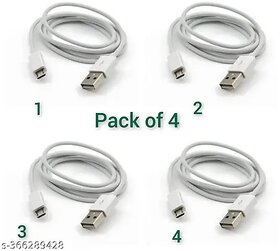 (Pack of 4) DIGIMATE DGMGO5-010 Micro USB Cable With 5 AMP Output For Charging & Data Transfer (White, TPE, 1 Meter)