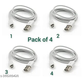 (Pack Of 4) DIGIMATE DGMGO5-010 Micro USB Cable With 5 AMP Output For Charging Data Transfer (White, TPE, 1 Meter)