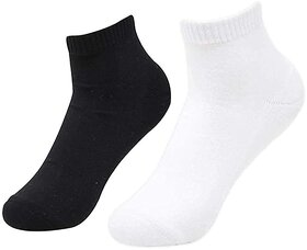 (Pack of 2) PrintCultr Black & White Cotton Ankle Length Socks Unisex