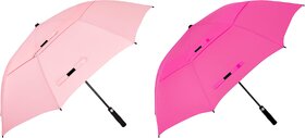 Samurai J.Calli Double Vented Canopy UV Protection Sun Rain Umbrella, Windproof, Lightweight, Pink and Dark Pink Combo
