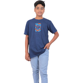 Kid Kupboard Cotton Boys T-Shirt, Blue, Half-Sleeves, 11-12 Years KIDS6419