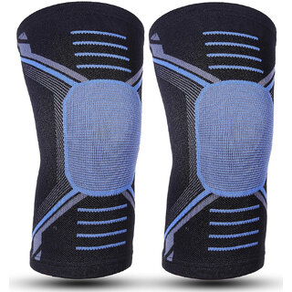 Eastern Club 1 Pair Knee cap Compression Support for Gym Running Cycling Sports Jogging Workout Pain Relief (Material: Nylon & Spandex, Color:Blue, Black)