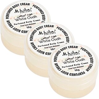 Al Hiba White Oudh Perfume Body Cream 10g Pack of 3