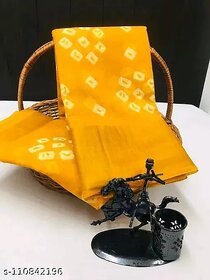 Yellow Colour Bandhani Printed Cotton Silk Saree