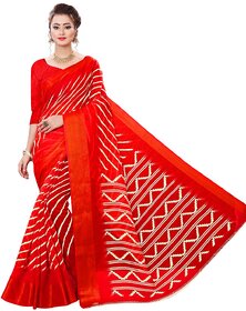 Red Colour Cotton Bandhani Printed Saree