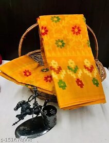 Yellow Colour Cotton Printed saree With Blouse Piece