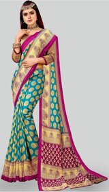 Green Colour Printed Saree With Blouse Piece
