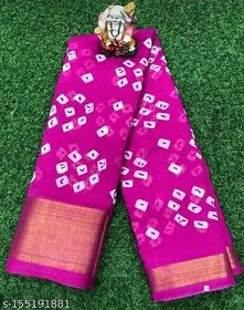 Red Colour Bandhani Printed Cotton Silk Saree