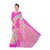 Pink Colour Flower Printed Cotton Saree With Blouse Piece