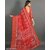 Red Colour Flower Cotton Silk Saree With Blouse Piece