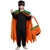 Kaku Fancy Dresses Pumpkin Robe Cape with Black Eyepatch  Devil Teeth for Halloween Costume for Kids - 3-4 Years