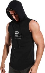 HIT SQUARE Polyster Gym/Sports Hood Cotton Blend Tshirt For Men (Go Hard)