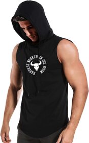 HIT SQUARE Polyster Gym/Sports Hood Cotton Blend Tshirt For Men (Hardest)