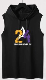 HIT SQUARE Polyster Gym/Sports Hood Cotton Blend Tshirt For Men (24 Legends Never Die)