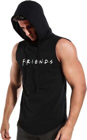 HIT SQUARE Polyster Gym/Sports Hood Cotton Blend Tshirt For Men (Friends)