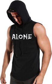 HIT SQUARE Polyster Gym/Sports Hood Cotton Blend Tshirt For Men (Alone)