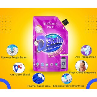 D'Stain Enzymatic Laundry Liquid Detergent with Fabric Conditioner for Top Load washing machine 3.2 L