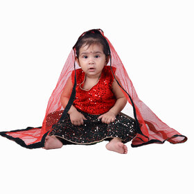 Kid Kupboard Cotton Baby Girls A-Line Frock, Red, 9-12 Months KIDS6431