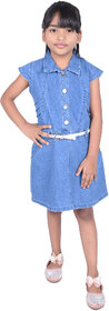 Kid Kupboard Cotton Girls A-Line Dress, Blue, 6-7 Years KIDS6433