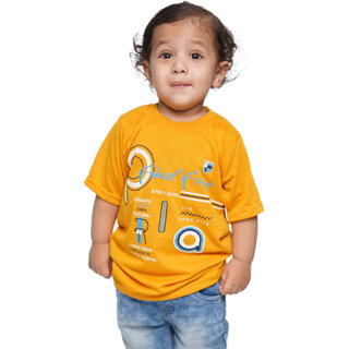 Kid Kupboard Cotton Baby Boys T-Shirt, Yellow, Half-Sleeves, 2-3 Years KIDS6425