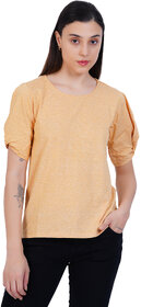 Womens Gold Round neck Stripe Tops