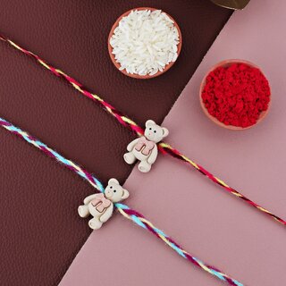 LUCKY JEWELLERY Teddy Bear Rakhi Plastic for Brother/Bhaiya/Bhai/Bhabhi & Kids - Pack of 2