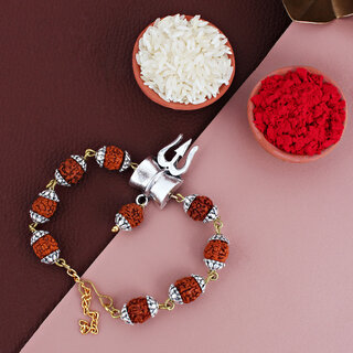 LUCKY JEWELLERY Oxidised Silver Religious Rakhi Shiva for Brother/Bhaiya/Bhai/Bhabhi - Pack of 1