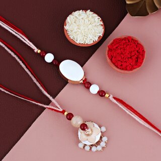 LUCKY JEWELLERY Meena Rakhi with Lumba Bracelet for Brother/Bhaiya/Bhai/Bhabhi - Pack of 2