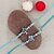 LUCKY JEWELLERY Oxidised Silver Rakhi Bracelet for Brother/Bhaiya/Bhai/Bhabhi - Pack of 2
