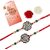 LUCKY JEWELLERY Oxidised Silver Meena Floral Rakhi for Brother/Bhaiya/Bhai/Bhabhi - Pack of 2