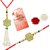 LUCKY JEWELLERY Mint Meena Rakhi with Lumba Bracelet for Brother/Bhaiya/Bhai/Bhabhi - Pack of 2